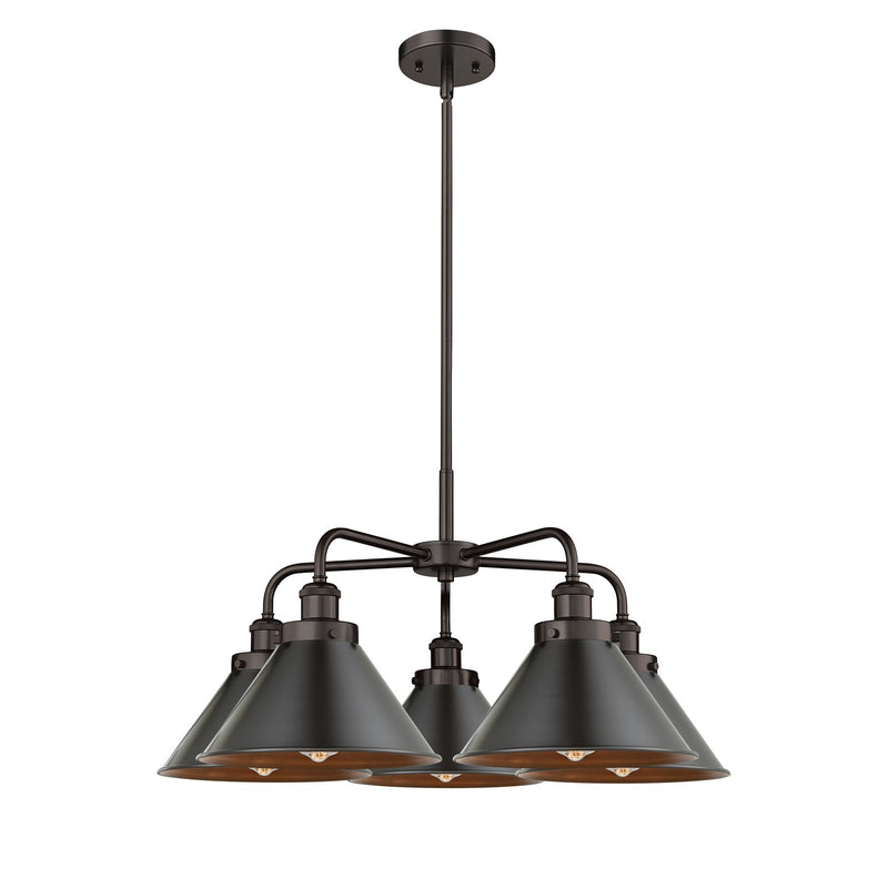 Innovations Ballston Urban 26.5in 5-Light Chandelier | Industrial Oil Rubbed Bronze Metal Shades | Kitchen Island & Dining Room | Model 916-5CR-OB-M10-OB