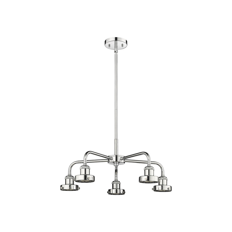 Innovations Ballston Urban 21.375in 5-Light Chandelier | Industrial Polished Chrome | Kitchen Island & Dining Room | Model 916-5CR-PC