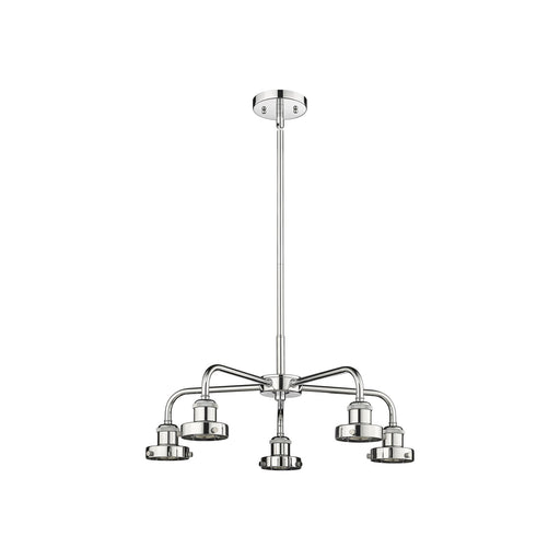 Innovations Ballston Urban 21.375in 5-Light Chandelier | Industrial Polished Chrome | Kitchen Island & Dining Room | Model 916-5CR-PC