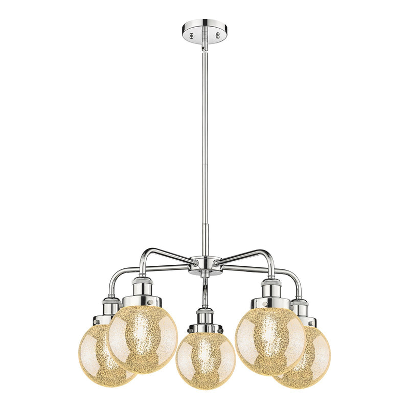 Innovations Beacon 24.5in 5-Light Chandelier | Industrial Polished Chrome and Mercury Glass | Kitchen Island & Dining Room | Model 916-5CR-PC-G208-6