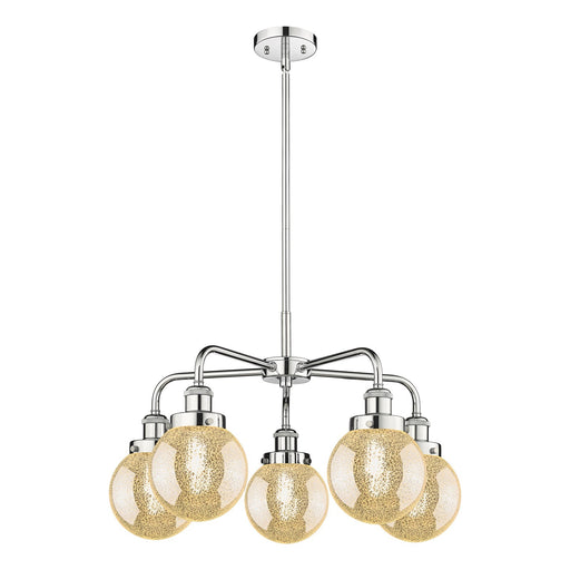 Innovations Beacon 24.5in 5-Light Chandelier | Industrial Polished Chrome and Mercury Glass | Kitchen Island & Dining Room | Model 916-5CR-PC-G208-6
