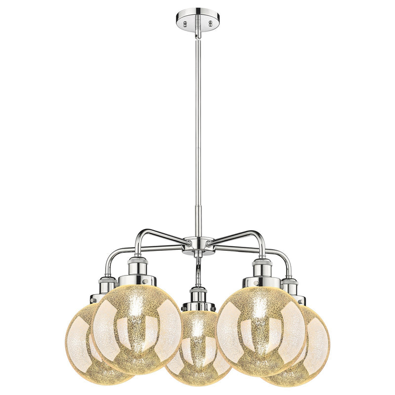 Innovations Beacon 27in 5-Light Chandelier | Polished Chrome Steel and Mercury Glass | Dining Room & Living Room | Model 916-5CR-PC-G208-8