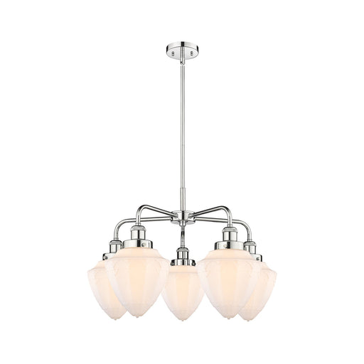 Innovations Bullet 25.5in 5-Light Chandelier | Polished Chrome Steel and Matte White Frosted Glass | Dining Room & Living Room | Model 916-5CR-PC-G661-7