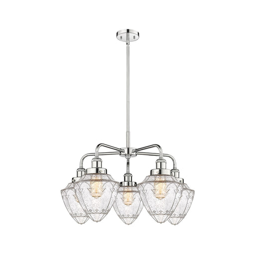 Innovations Bullet 25.5in 5-Light Chandelier | Polished Chrome Steel and Seedy Glass | Dining Room & Living Room | Model 916-5CR-PC-G664-7