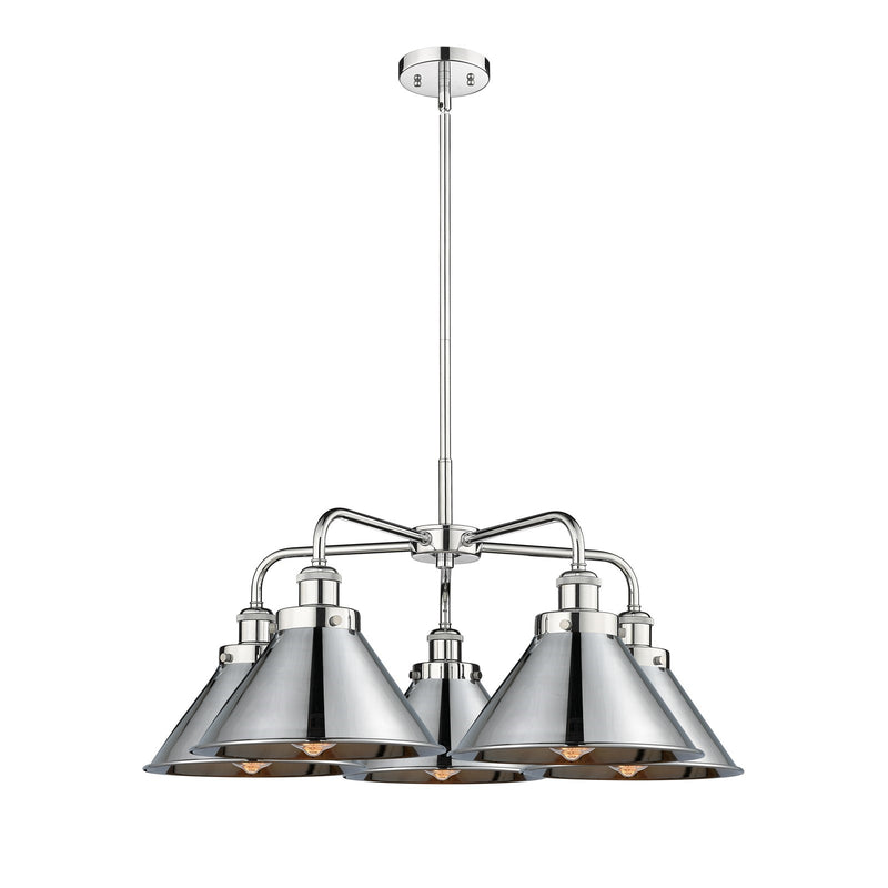 Innovations Ballston Urban 26.5in 5-Light Chandelier | Polished Chrome Steel and Metal Shades | Dining Room & Living Room | Model 916-5CR-PC-M10-PC
