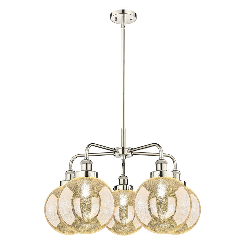 Innovations Beacon 26.5in 5-Light Chandelier | Industrial Transitional Polished Nickel and Mercury Glass | Dining Room & Kitchen | Model 916-5CR-PN-G208-8