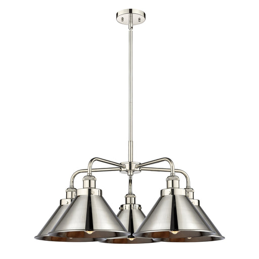 Innovations Ballston Urban 26.5in 5-Light Chandelier | Industrial Polished Nickel Steel and Polished Nickel Metal Shade | Dining | Model 916-5CR-PN-M10-PN