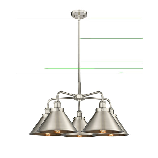 Innovations Ballston Urban 27in 5-Light Chandelier | Industrial Satin Nickel Steel and Brushed Satin Nickel Metal Shade | Dining | Model 916-5CR-SN-M10-SN