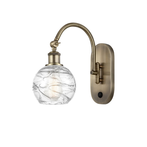 Innovations Athens Deco Swirl 6in 1-Light Wall Sconce | Industrial Antique Brass and Clear Deco Swirl Glass | Bedroom & | Model 918-1W-AB-G1213-6CL