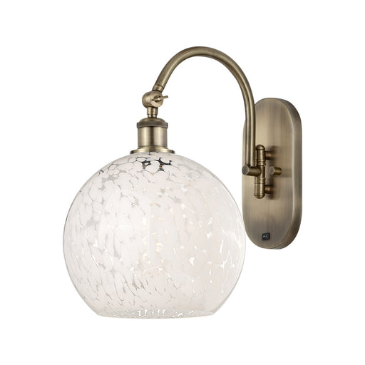 Innovations White Mouchette 10in 1-Light Wall Sconce | Industrial Antique Brass and White Mouchette Glass | Hallway & | Model 918-1W-AB-G1216-10WM