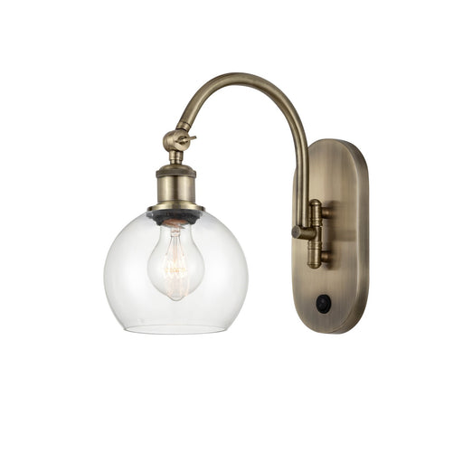 Innovations Athens 6in 1-Light Wall Sconce | Industrial Antique Brass Steel and Clear Glass | Bedroom & Hallway Accent | Model 918-1W-AB-G122-6