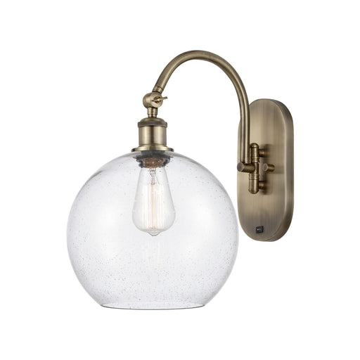 Innovations Athens 10in 1-Light Wall Sconce | Industrial Antique Brass Steel and Seedy Glass | Bedroom & Hallway Accent Light | Model 918-1W-AB-G124-10