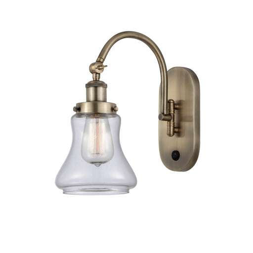 Innovations Bellmont 1-Light Swing Arm Wall Sconce | Industrial Antique Brass Steel and Clear Glass | Bedroom Reading & Living | Model 918-1W-AB-G192-LED