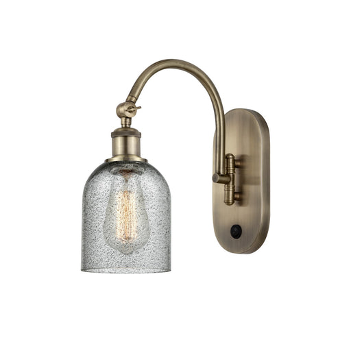 Innovations Caledonia 5in 1-Light Wall Sconce | Industrial Antique Brass and Charcoal Glass | Bedroom & Hallway Accent Light | Model 918-1W-AB-G257