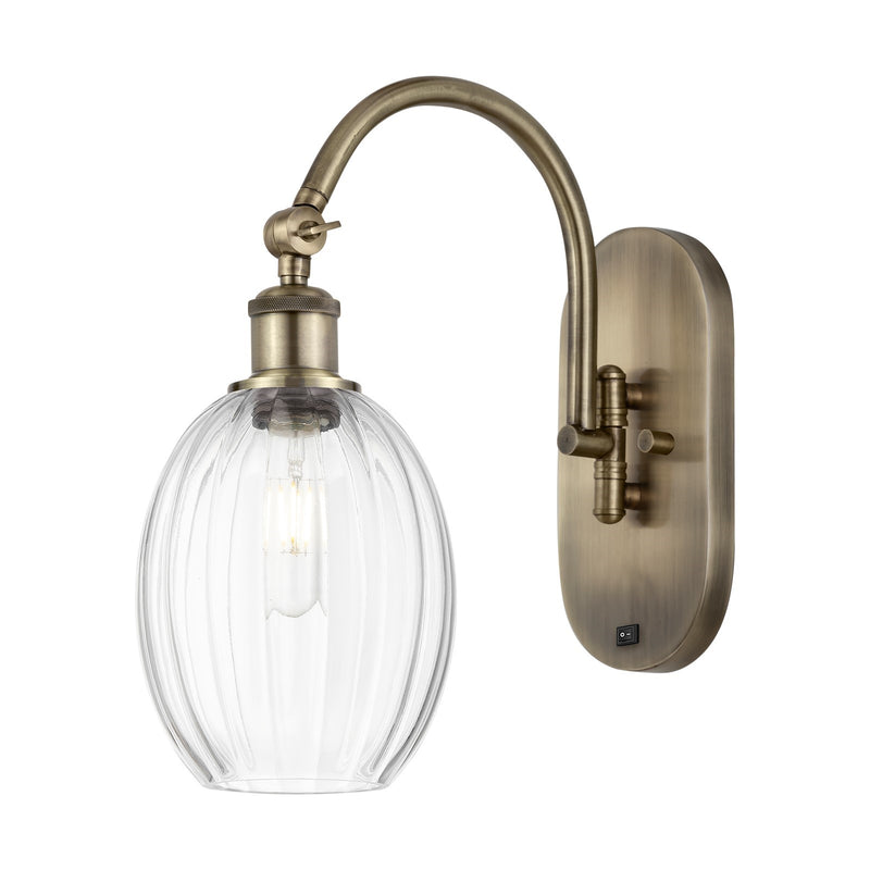Innovations Preston Bulb 6in 1-Light Wall Sconce | Industrial Antique Brass Steel and Clear Glass | Bedroom & Hallway Accent | Model 918-1W-AB-G459-6CL