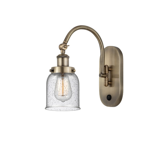 Innovations Bell 5in 1-Light Swing Arm Wall Sconce | Industrial Antique Brass Steel and Seedy Glass Shade | Bedroom & Living Room | Model 918-1W-AB-G54