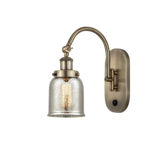 Innovations Bell 5in 1-Light Swing Arm Lamp | Traditional Antique Brass and Silver Plated Mercury Glass | Living Room & Reading Nook | Model 918-1W-AB-G58