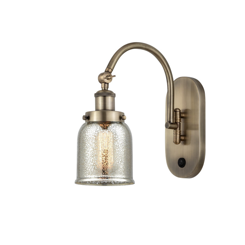 Innovations Bell 5in 1-Light Swing Arm Lamp | Traditional Antique Brass and Silver Plated Mercury Glass | Living Room & Reading | Model 918-1W-AB-G58-LED
