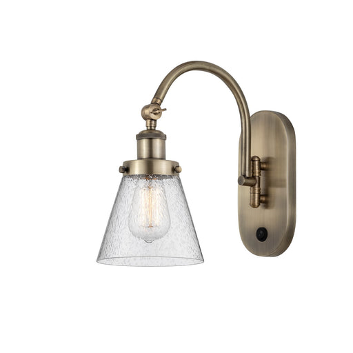 Innovations Cone 6.25in 1-Light Swing Arm Sconce | Industrial Antique Brass and Seedy Glass | Bedroom & Hallway Accent Light | Model 918-1W-AB-G64-LED