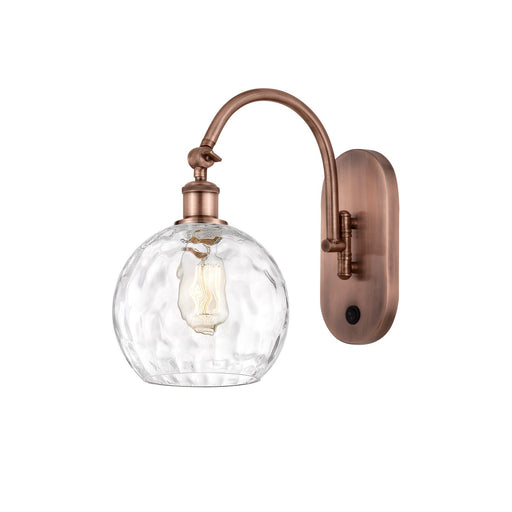 Innovations Athens Water Glass 8in 1-Light Wall Sconce | Industrial Antique Copper Steel and Clear Glass | Entryway & Hallway | Model 918-1W-AC-G1215-8