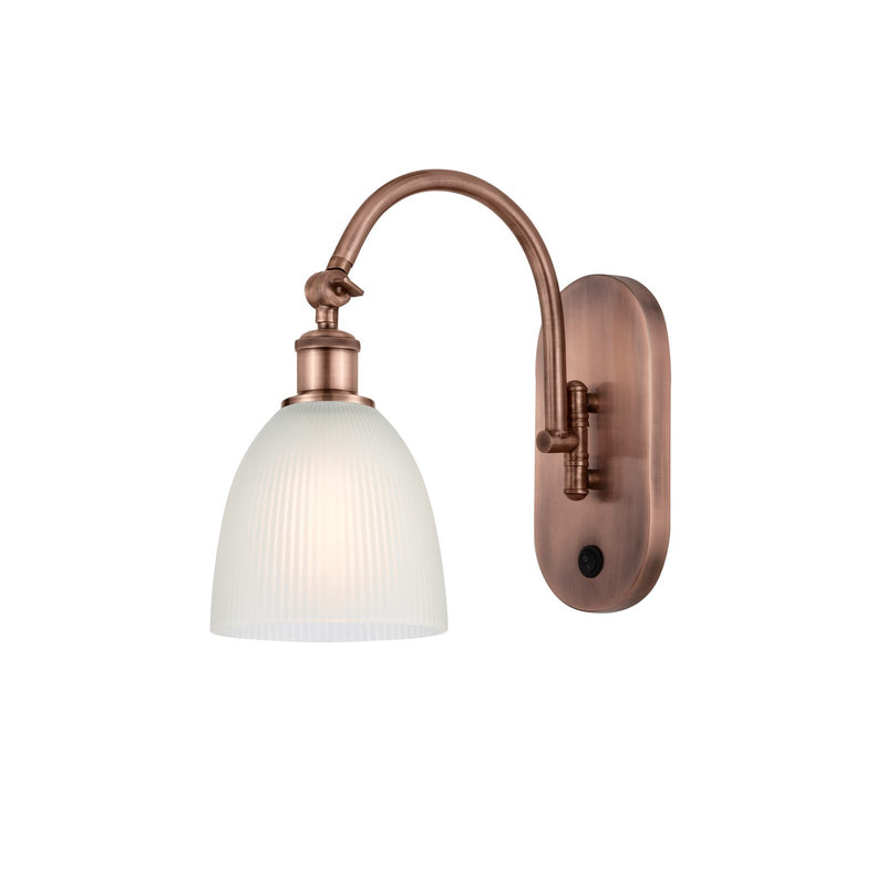Innovations Castile 6in 1-Light Wall Sconce | Industrial Antique Copper Steel and White Glass | Bedroom & Hallway Accent | Model 918-1W-AC-G381