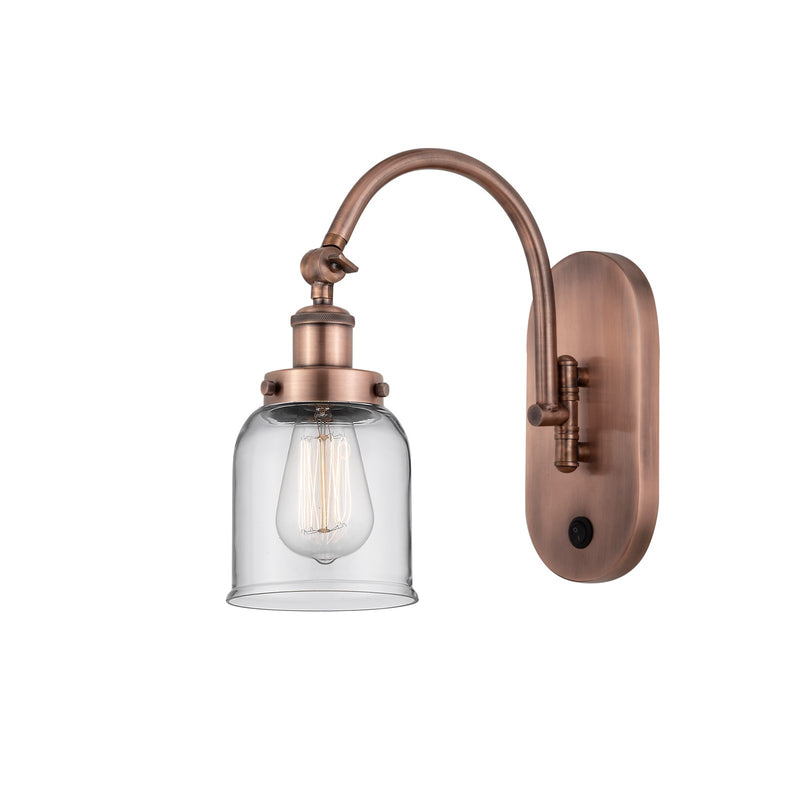 Innovations Bell 5in 1-Light Swing Arm Lamp | Industrial Antique Copper Steel and Clear Glass | Bedroom & Living Room Reading | Model 918-1W-AC-G52-LED