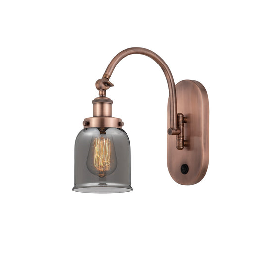 Innovations Bell 5in 1-Light Swing Arm Lamp | Industrial Antique Copper Steel and Light Smoke Glass | Bedroom & Living Room Reading | Model 918-1W-AC-G53