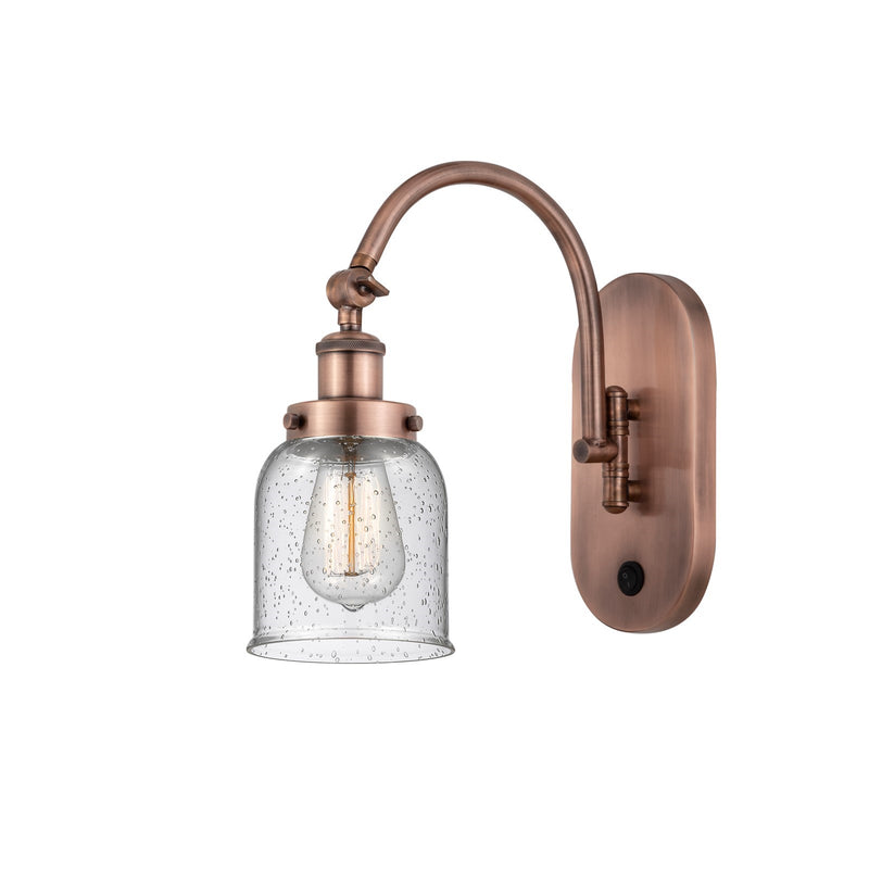 Innovations Bell 1-Light Swing Arm Wall Sconce | Industrial Antique Copper Steel and Seedy Glass | Bedroom & Living Room Reading | Model 918-1W-AC-G54