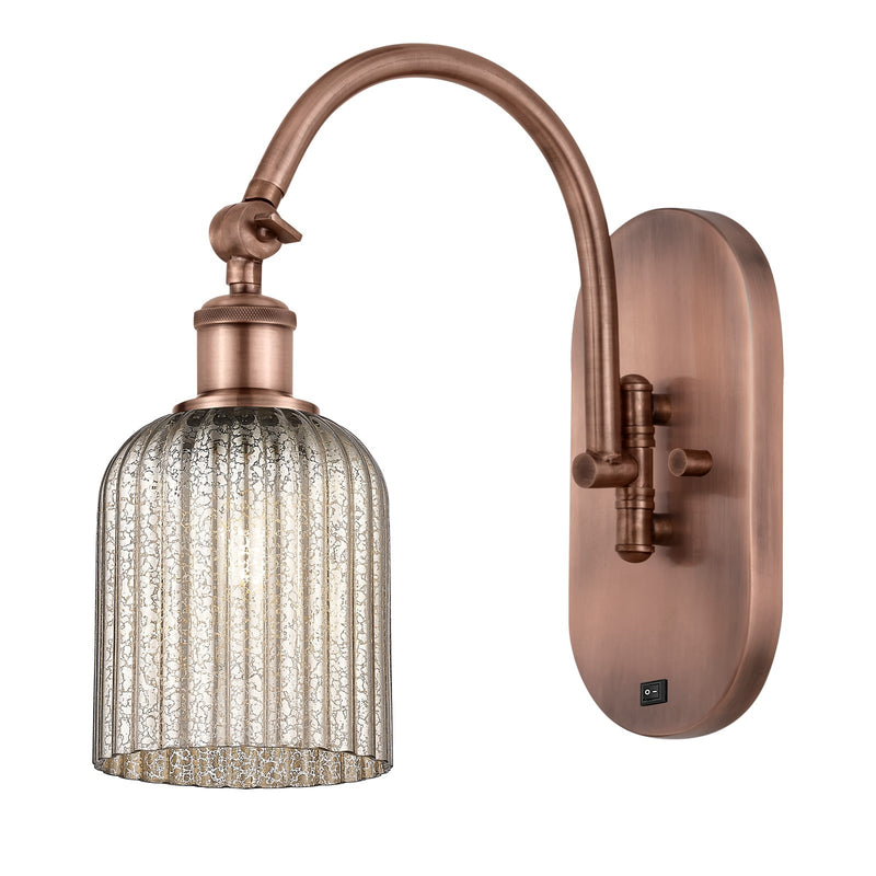 Innovations Bridal Veil 5in 1-Light Wall Sconce | Industrial Antique Copper and Mercury Ribbed Glass | Bedroom & Hallway Accent | Model 918-1W-AC-G559-5ME