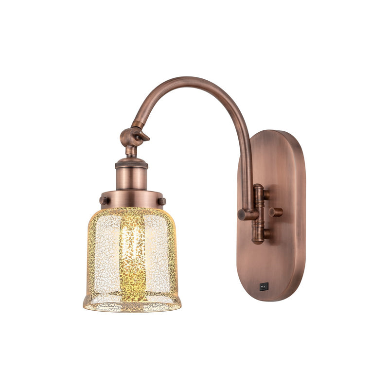 Innovations Bell 5in 1-Light Swing Arm Wall Sconce | Industrial Antique Copper Steel and Silver Plated Mercury Glass | Bedroom & | Model 918-1W-AC-G58-LED