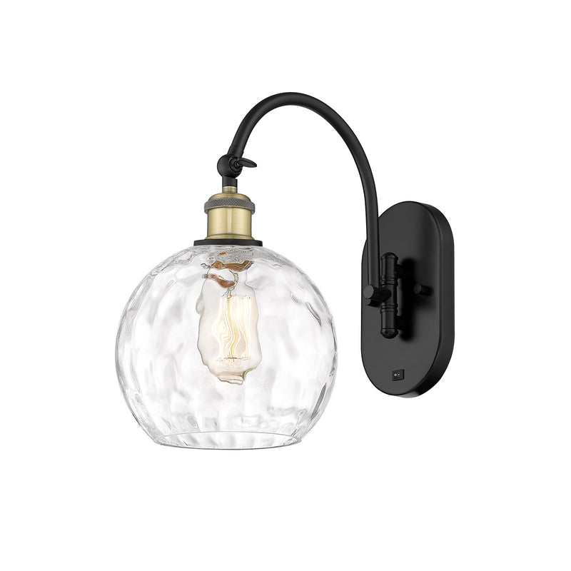 Innovations Athens Water Glass 8in 1-Light Wall Sconce | Industrial Black Antique Brass and Clear Glass | Bedroom & Hallway | Model 918-1W-BAB-G1215-8