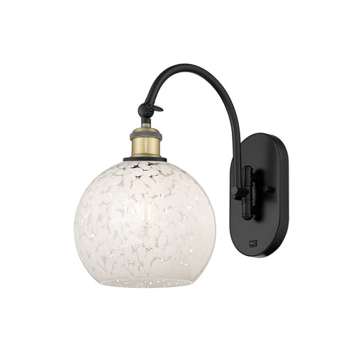 Innovations Lighting Ballston 8in 1-Light Wall Sconce | Industrial Black Antique Brass and White Mouchette Glass | Bedroom & | Model 918-1W-BAB-G1216-8WM
