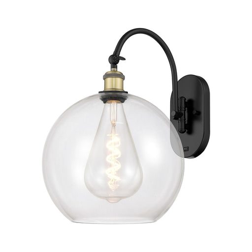 Innovations Athens 12in 1-Light Wall Sconce | Industrial Black Antique Brass Steel and Clear Glass Globe | Hallway & Bathroom | Model 918-1W-BAB-G122-12