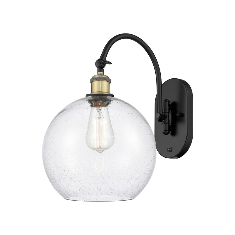Innovations Athens 10in 1-Light Wall Sconce | Industrial Black Antique Brass and Seedy Glass | Hallway & Bathroom Accent | Model 918-1W-BAB-G124-10