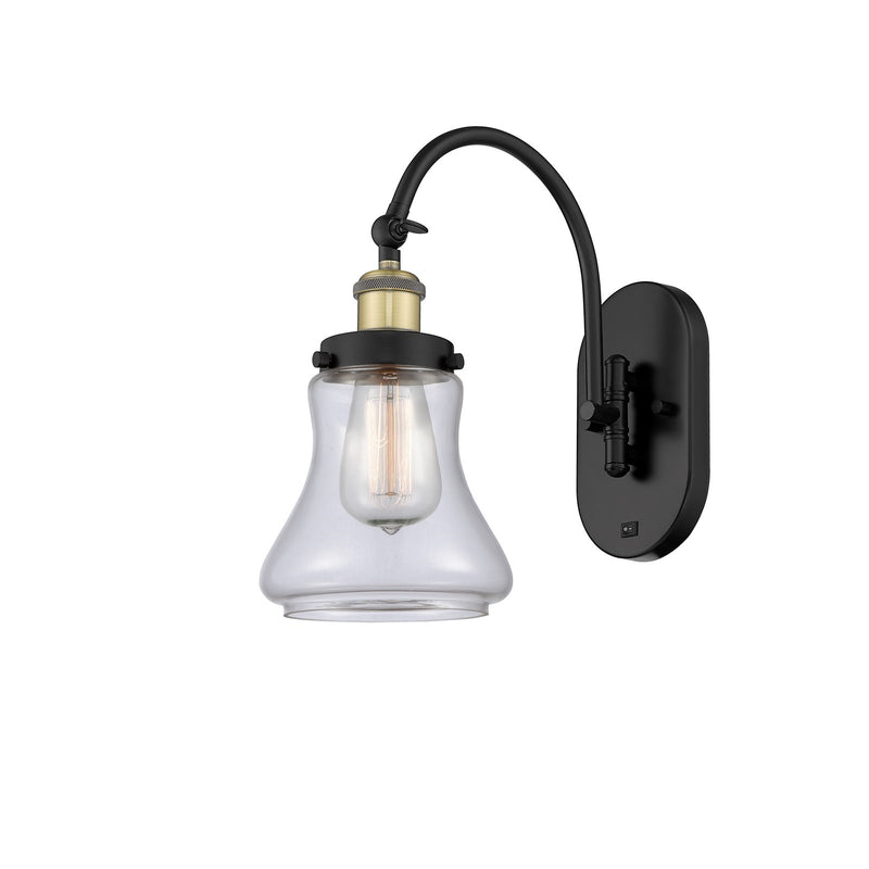 Innovations Bellmont 1-Light 6.5in Swing Arm Wall Sconce | Industrial Black Antique Brass Steel and Clear Glass | Bedroom & Living | Model 918-1W-BAB-G192