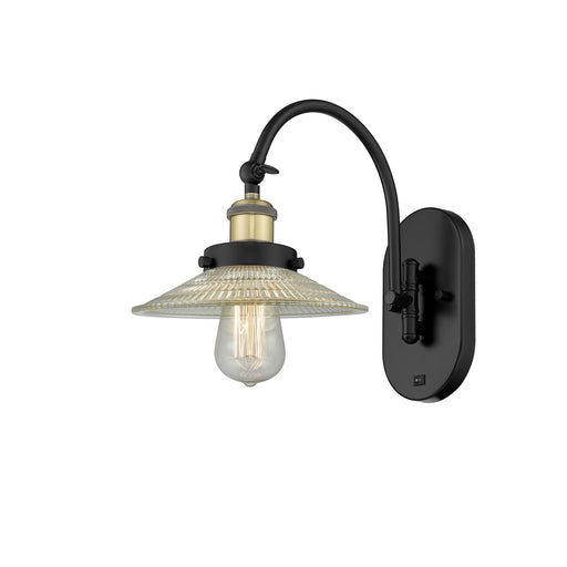 Innovations Halophane 8.5in 1-Light Swing Arm Lamp | Industrial Black Antique Brass and Clear Glass | Living Room & Reading Nook | Model 918-1W-BAB-G2-LED
