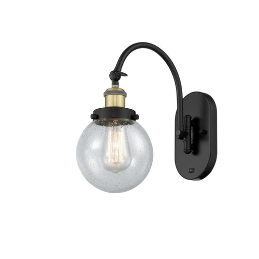 Innovations Beacon 6in 1-Light Swing Arm Lamp | Industrial Black Antique Brass Steel and Seedy Glass | Bedroom & Living Room | Model 918-1W-BAB-G204-6-LED