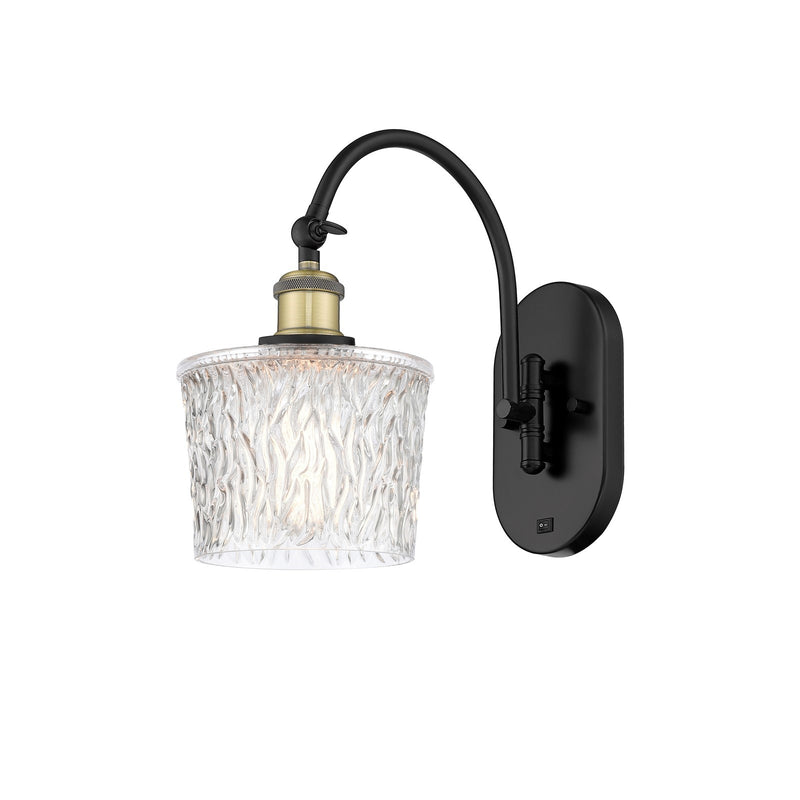Innovations Niagara 6.5in 1-Light Wall Sconce | Industrial Black Antique Brass and Clear Textured Glass | Hallway & Bathroom | Model 918-1W-BAB-G402