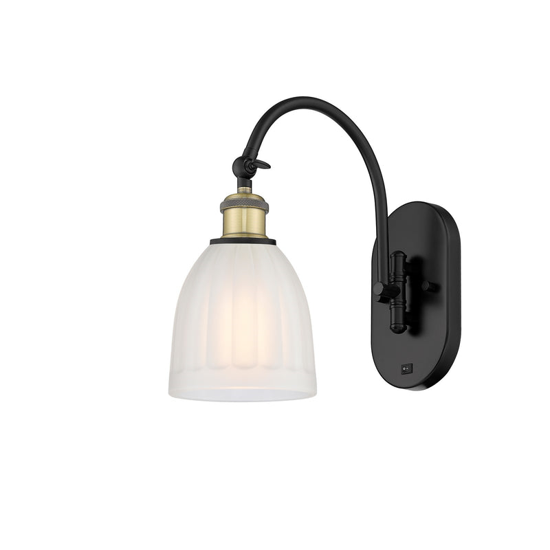 Innovations Brookfield 1-Light Wall Sconce | Industrial Black Antique Brass and White Frosted Glass | Hallway & Bathroom Accent | Model 918-1W-BAB-G441