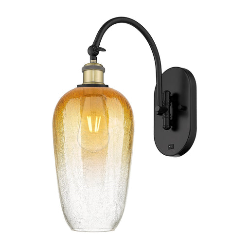 Innovations Brookhaven Flute 7in 1-Light Wall Sconce | Industrial Black Antique Brass Steel and Amber Glass | Living Room & | Model 918-1W-BAB-G484-7AM