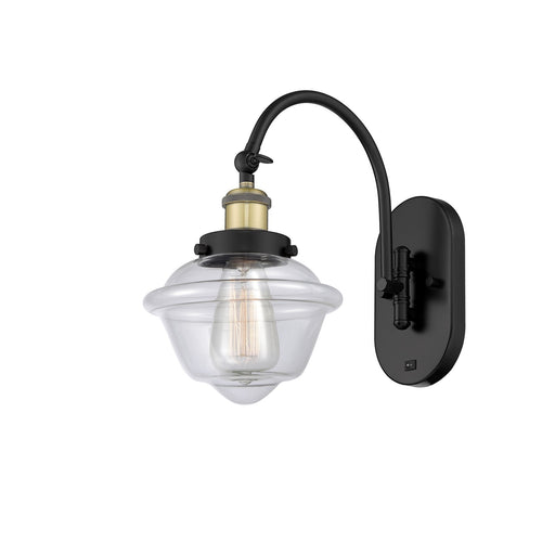 Innovations Oxford 1-Light 7.5in Swing Arm Wall Sconce | Traditional Black Antique Brass Steel and Clear Glass | Bedroom & | Model 918-1W-BAB-G532-LED