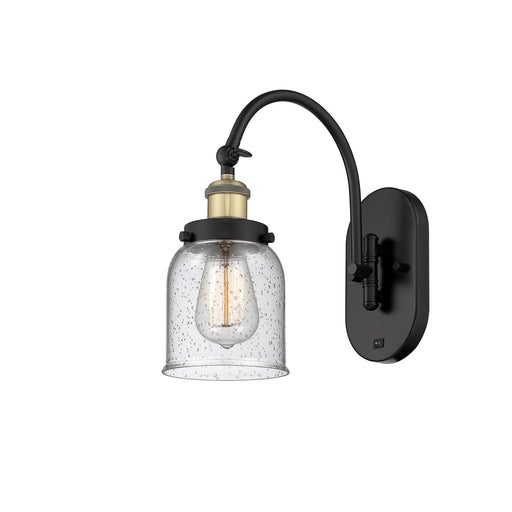 Innovations Bell 5in 1-Light Swing Arm Lamp | Industrial Black Antique Brass Steel and Seedy Glass | Bedroom Reading Accent | Model 918-1W-BAB-G54-LED
