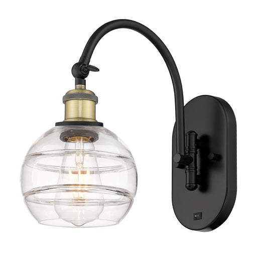Innovations Rochester 6in 1-Light Wall Sconce | Industrial Black Antique Brass and Clear Glass | Hallway & Bathroom Accent | Model 918-1W-BAB-G556-6CL