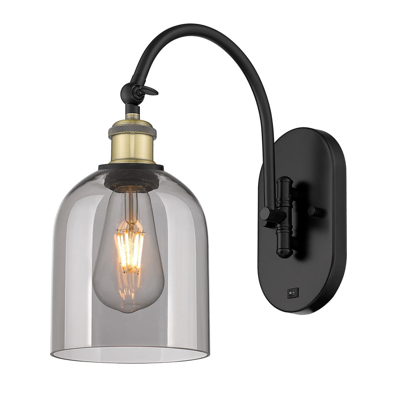 Innovations Bella 6in 1-Light Wall Sconce | Industrial Black Antique Brass and Light Smoke Glass | Hallway & Bathroom Accent | Model 918-1W-BAB-G558-6SM