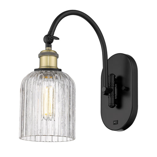 Innovations Bridal Veil 5in 1-Light Wall Sconce | Industrial Black Antique Brass and Clear Glass | Hallway & Bathroom Accent | Model 918-1W-BAB-G559-5CL