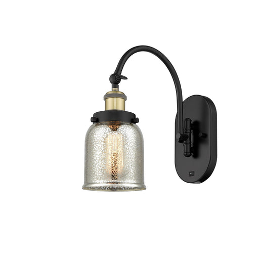 Innovations Bell 5in 1-Light Swing Arm Lamp | Industrial Black Antique Brass Steel and Silver Plated Mercury Glass | Bedroom | Model 918-1W-BAB-G58