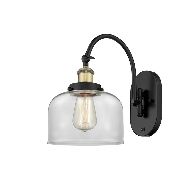 Innovations Bell 8in 1-Light Swing Arm Lamp | Industrial Black Antique Brass Steel and Clear Glass | Bedroom & Living Room Reading | Model 918-1W-BAB-G72