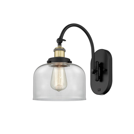 Innovations Bell 8in 1-Light Swing Arm Lamp | Industrial Black Antique Brass Steel and Clear Glass | Bedroom & Living Room Reading | Model 918-1W-BAB-G72