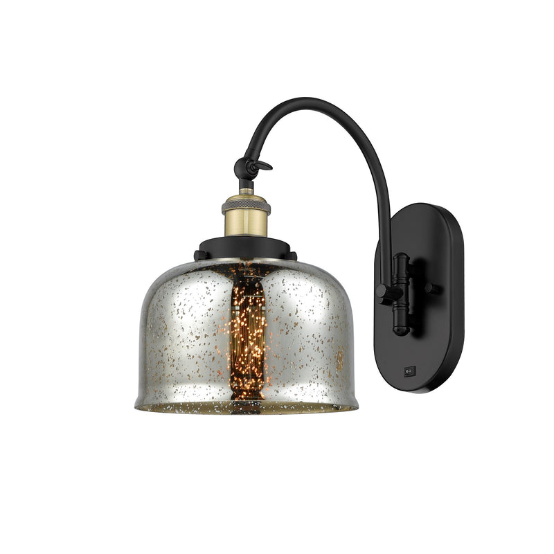 Innovations Bell 8in 1-Light Swing Arm Lamp | Traditional Farmhouse Black Antique Brass and Silver Plated Mercury Glass | Bedroom | Model 918-1W-BAB-G78
