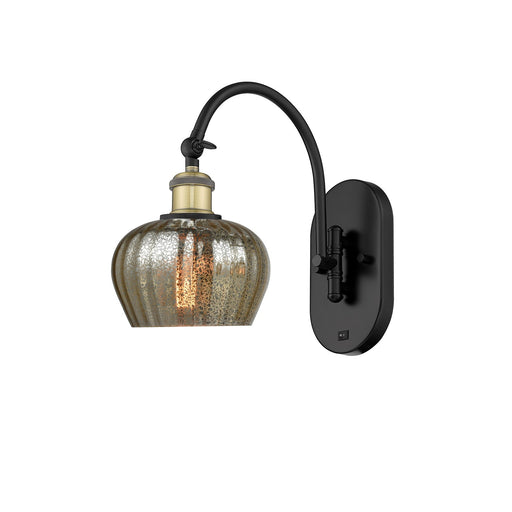 Innovations Fenton 1-Light 6.5in Wall Sconce | Industrial Black Antique Brass and Mercury Ribbed Glass | Bedroom & Hallway Accent | Model 918-1W-BAB-G96